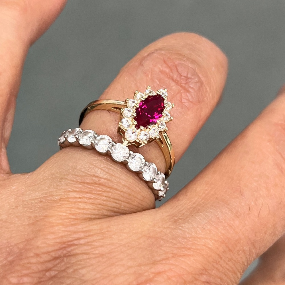 New 14k Solid Yellow Gold Ruby Marquise Ring July birthstone